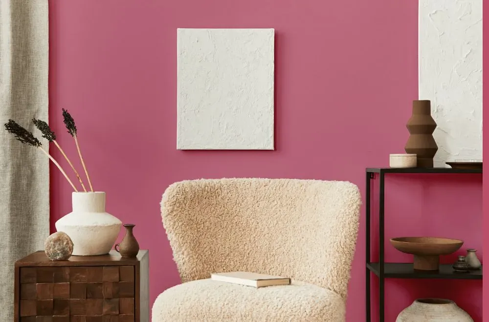 Benjamin Moore Wild Pink living room interior