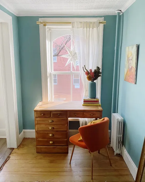 Benjamin Moore Williamsburg Wythe Blue home office paint review