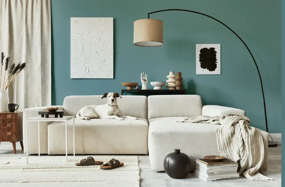 Benjamin Moore Williamsburg Wythe Blue cozy living room