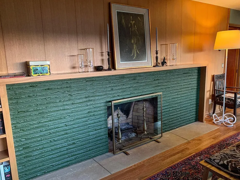 Benjamin Moore CW-505 living room fireplace paint