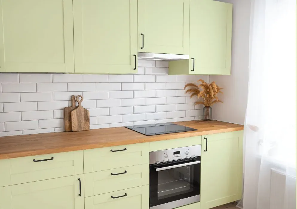 Benjamin Moore Wispy Green kitchen cabinets