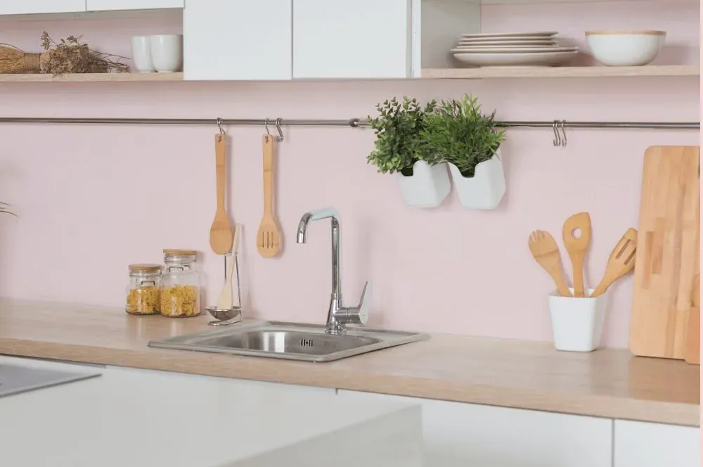 Benjamin Moore Wispy Pink kitchen backsplash