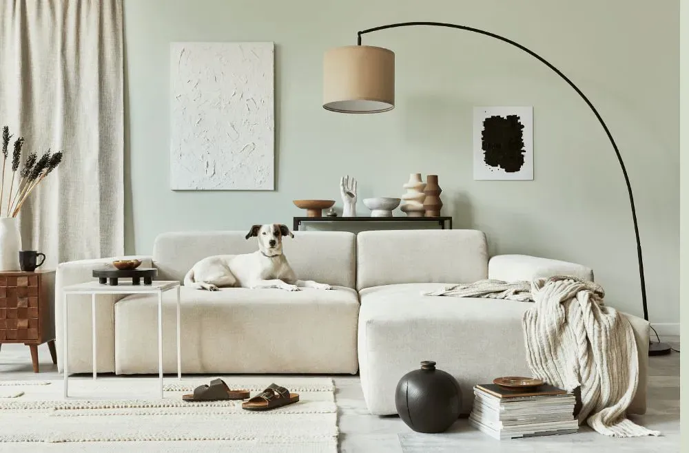 Benjamin Moore Woodland White cozy living room