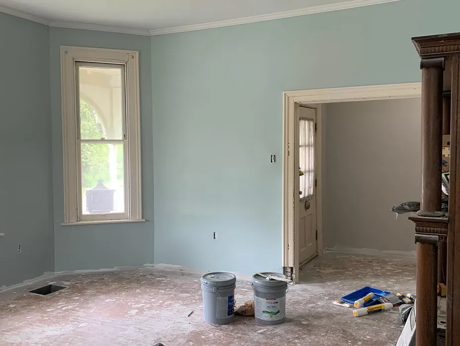 Benjamin Moore Woodlawn Blue Living Room