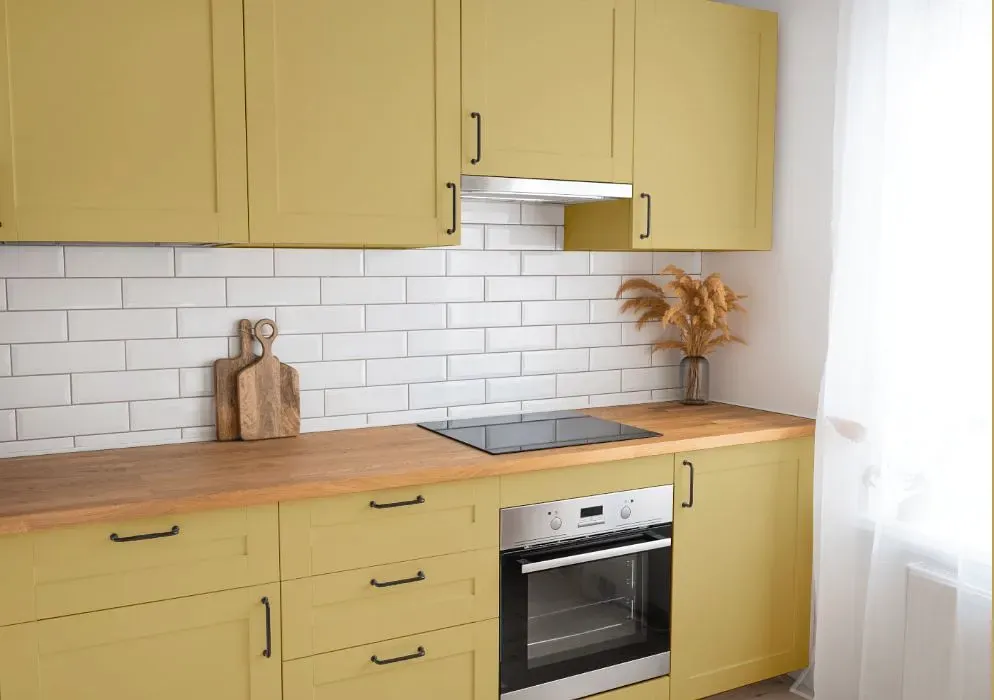 Benjamin Moore Wythe Gold kitchen cabinets