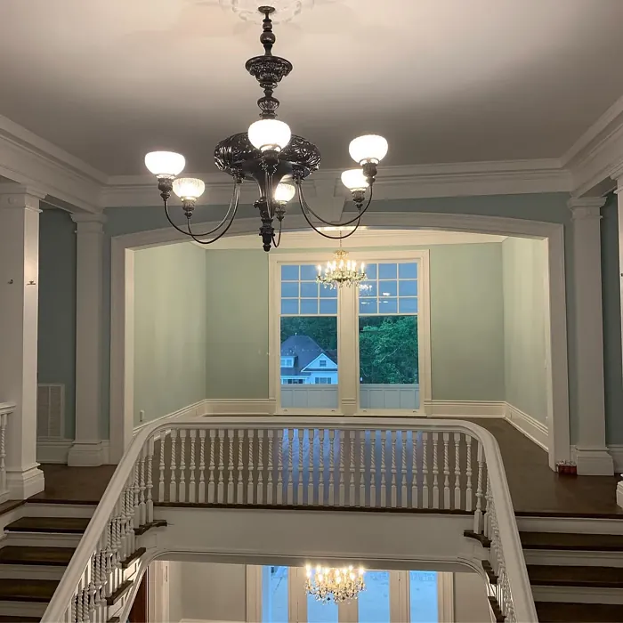 Benjamin Moore Yarmouth Blue hallway interior