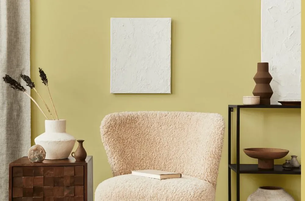 Benjamin Moore Yellow Clover living room interior