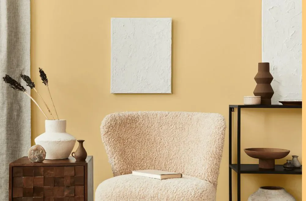 Benjamin Moore Yellow Haze living room interior