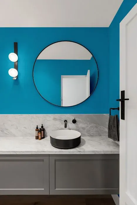 Benjamin Moore Yosemite Blue minimalist bathroom