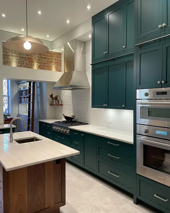 Yukon Green kitchen cabinets