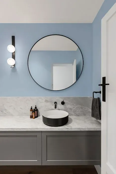 Sherwin Williams Bewitching Blue minimalist bathroom