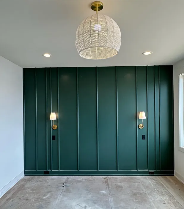 SW Billiard Green accent wall panelling 