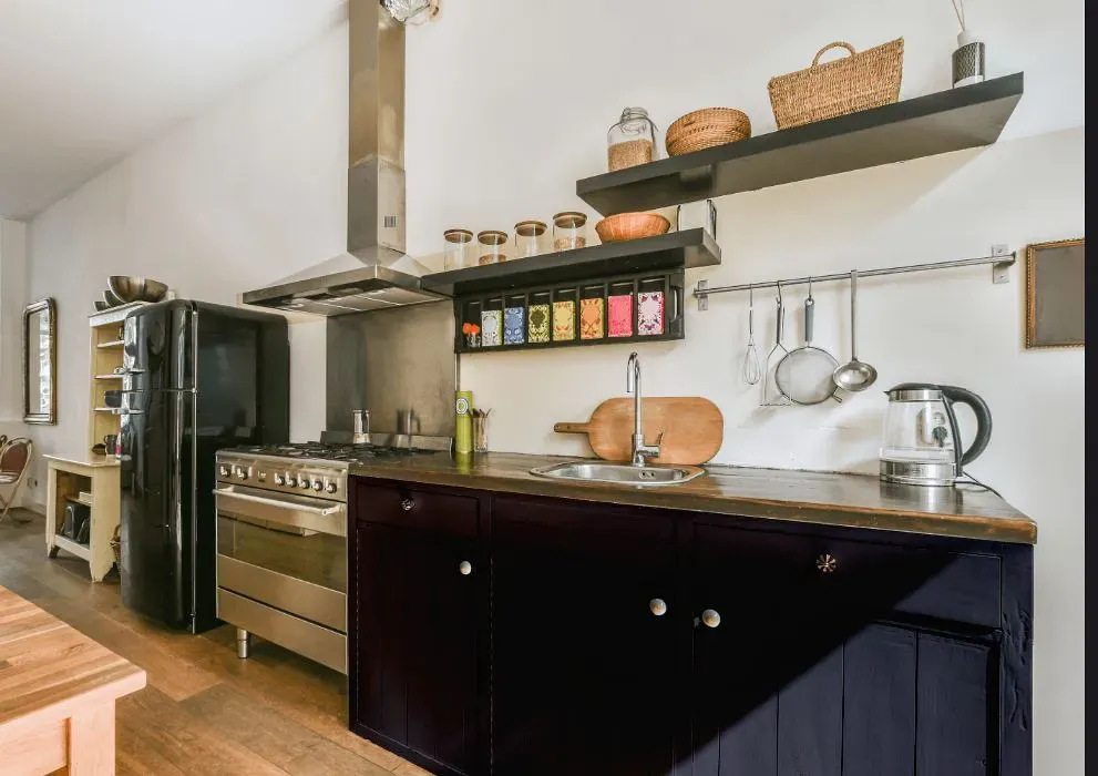 Sherwin Williams Black Swan kitchen cabinets