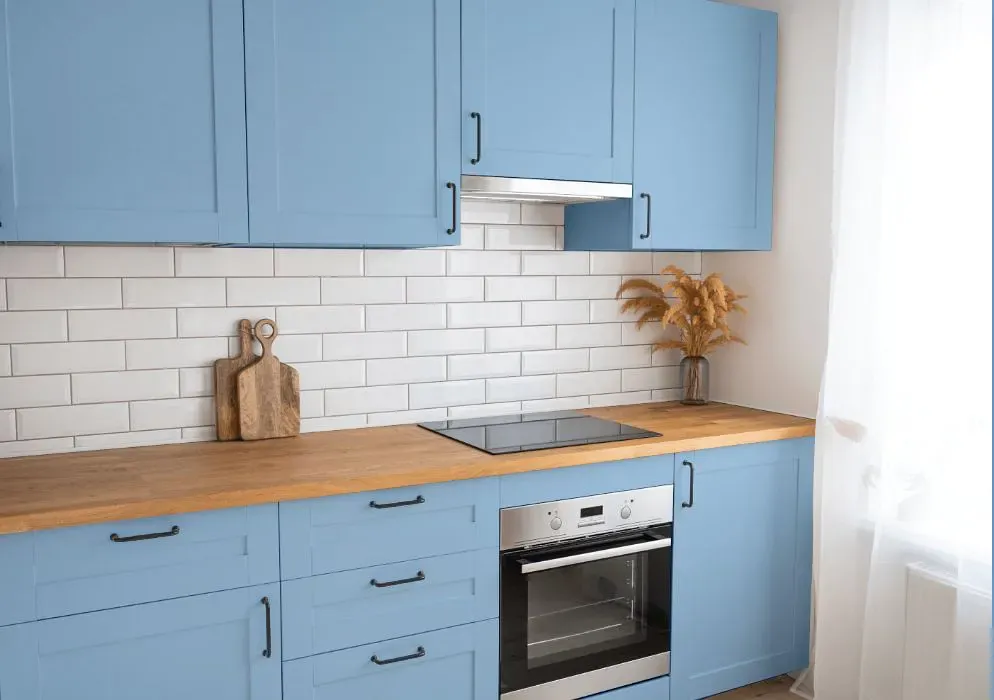 Sherwin Williams Blue Beyond kitchen cabinets