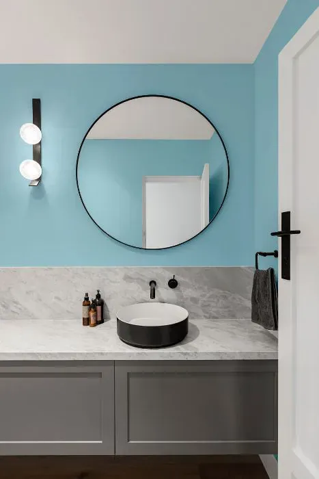 Sherwin Williams Blue Click minimalist bathroom