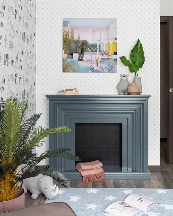 RAL 7031 living room fireplace 