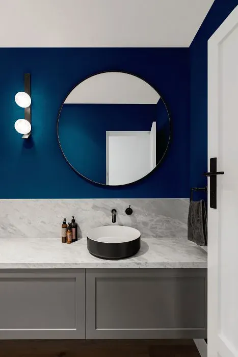 Sherwin Williams Blue Grotto minimalist bathroom
