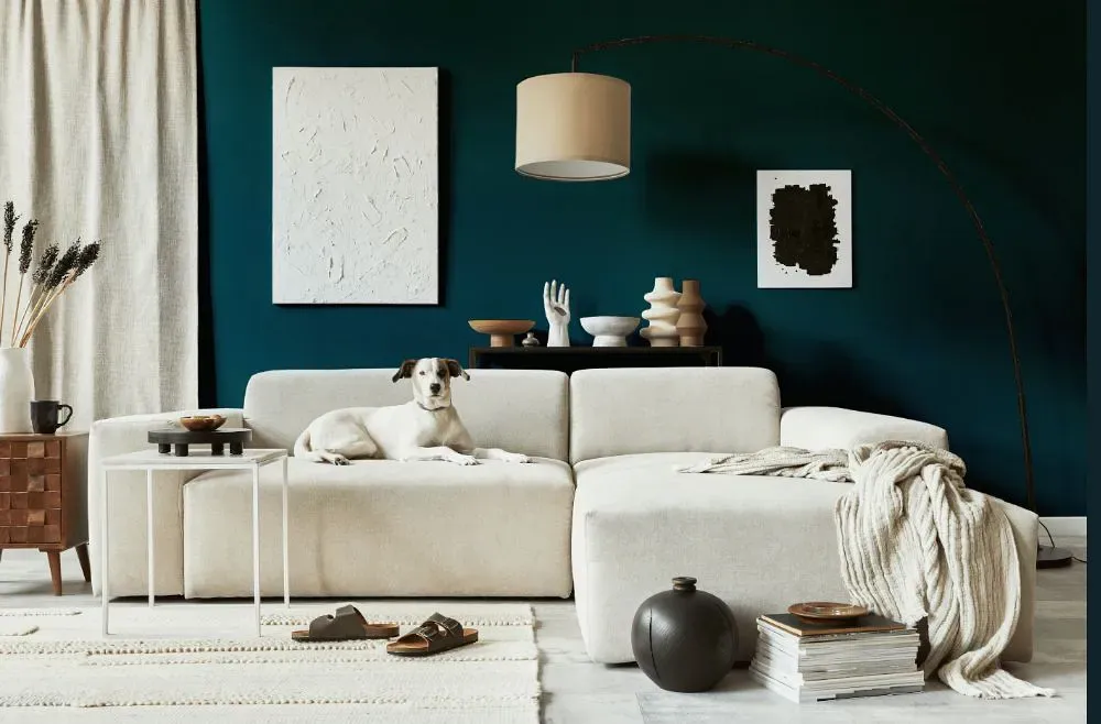 Sherwin Williams Blue Hill cozy living room