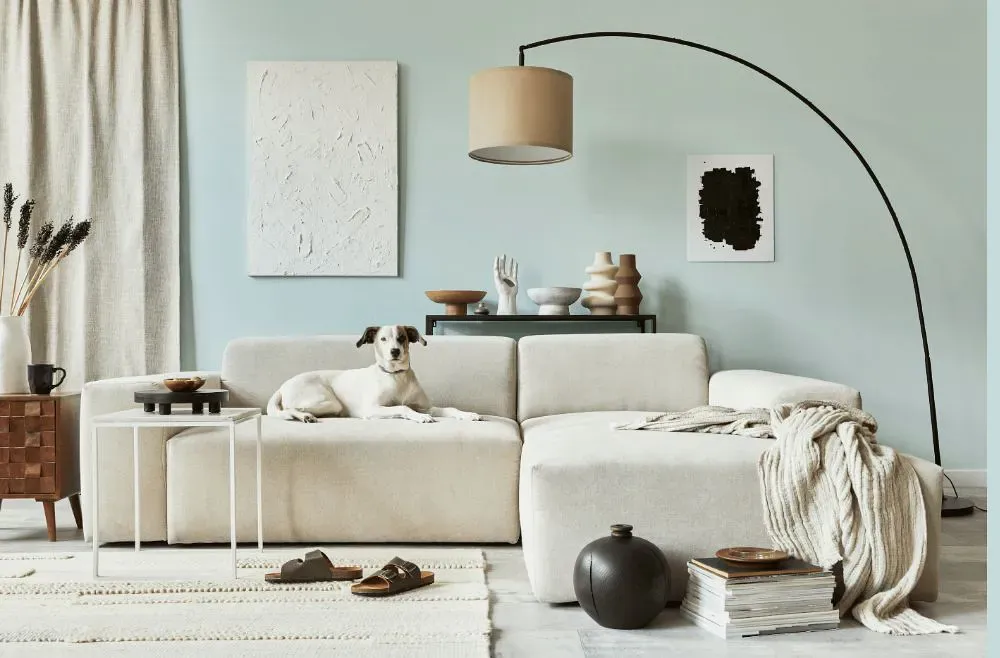 Sherwin Williams Blue Horizon cozy living room