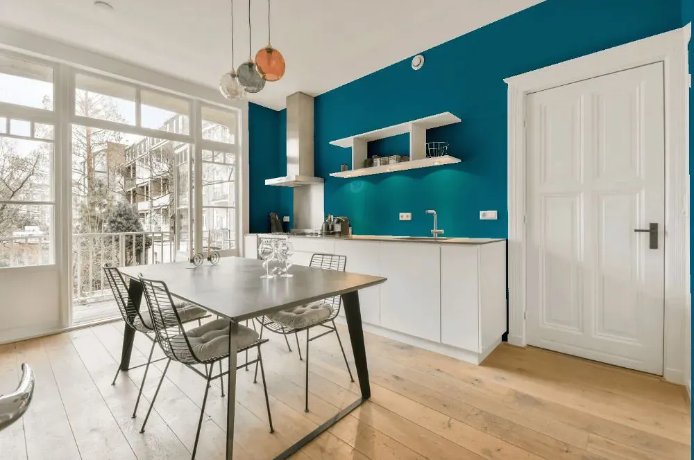 Sherwin Williams Blue Mosque kitchen review