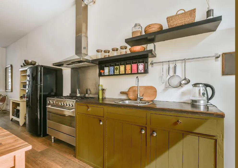 Sherwin Williams Brassy kitchen cabinets