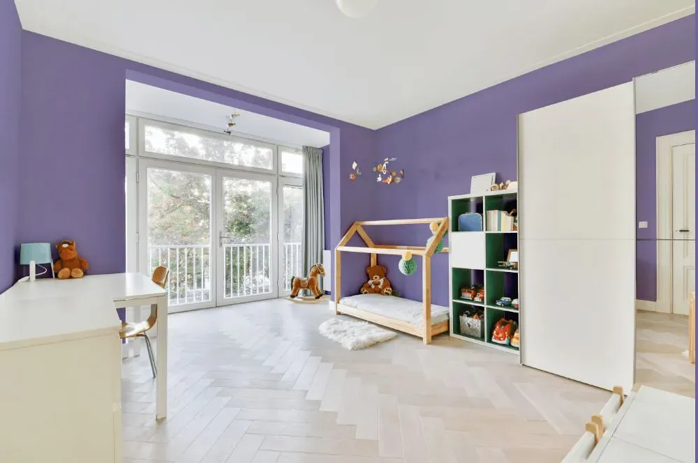 Sherwin Williams Brave Purple kidsroom interior, children's room