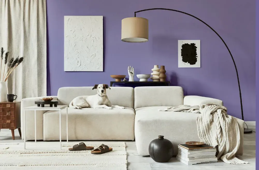 Sherwin Williams Brave Purple cozy living room