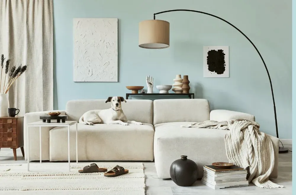Sherwin Williams Bravo Blue cozy living room