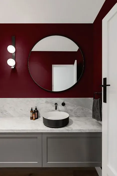 Sherwin Williams Burgundy minimalist bathroom