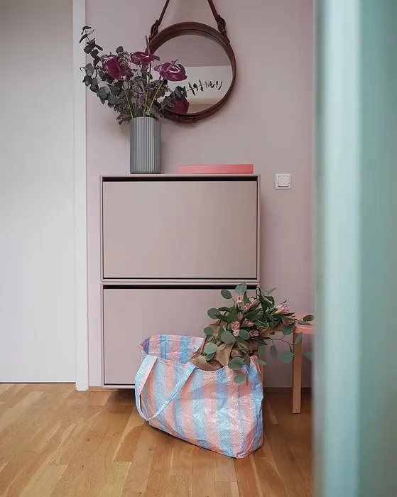 Subtle pink calamine color in scandi interior