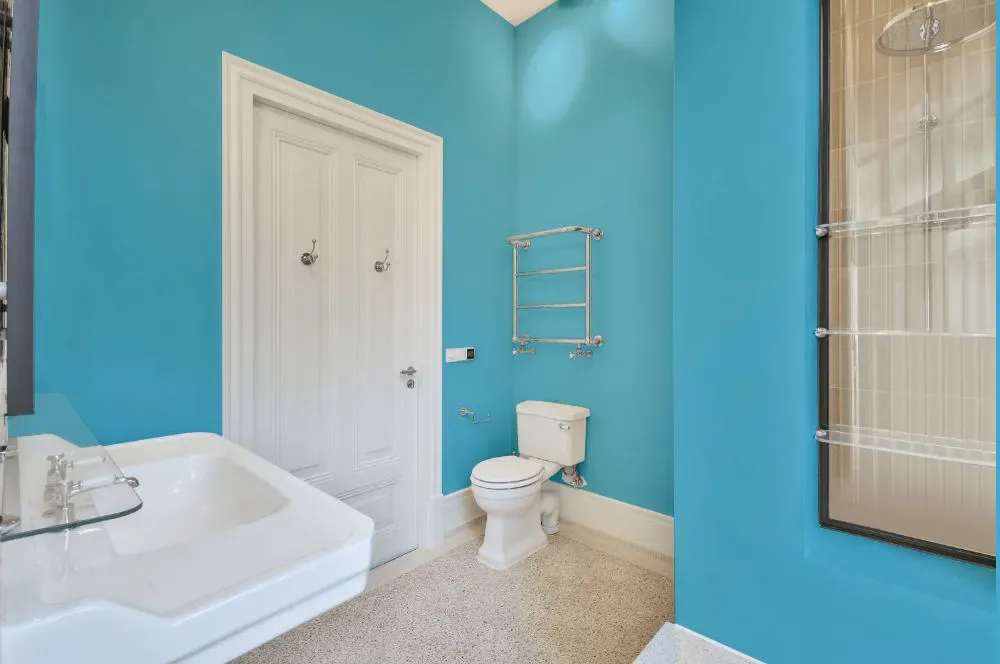 Sherwin Williams Candid Blue bathroom