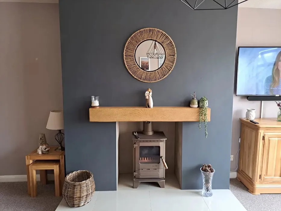 Dulux Cannon Ball living room fireplace 
