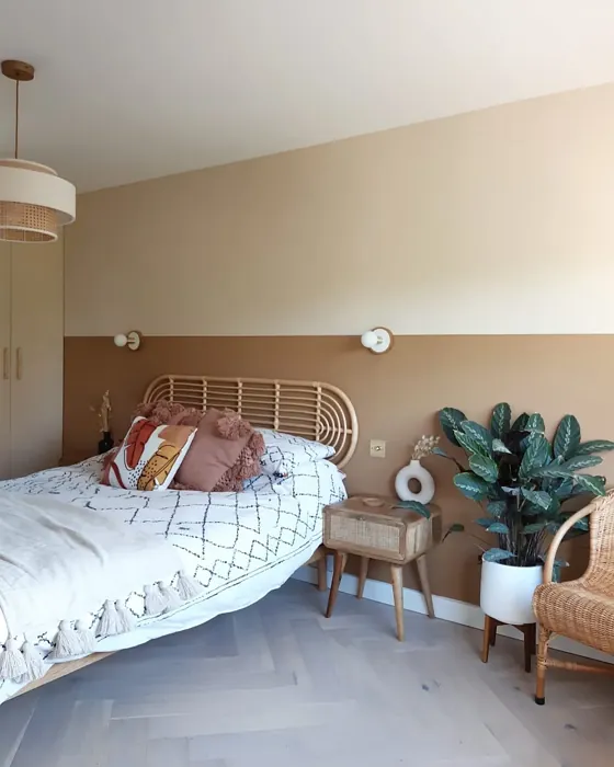 Dulux Caramel Latte boho bedroom color-block