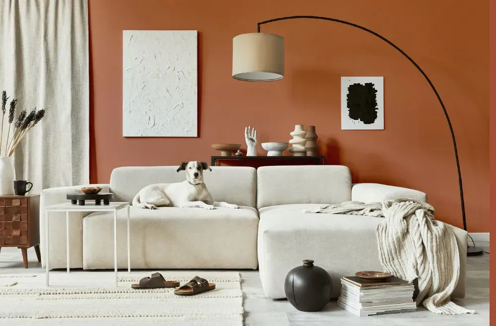 Sherwin Williams Caribbean Coral cozy living room