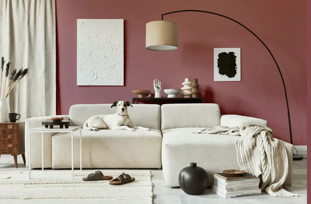 Sherwin Williams Carley's Rose cozy living room