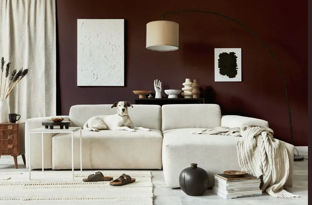 Sherwin Williams Carnelian cozy living room