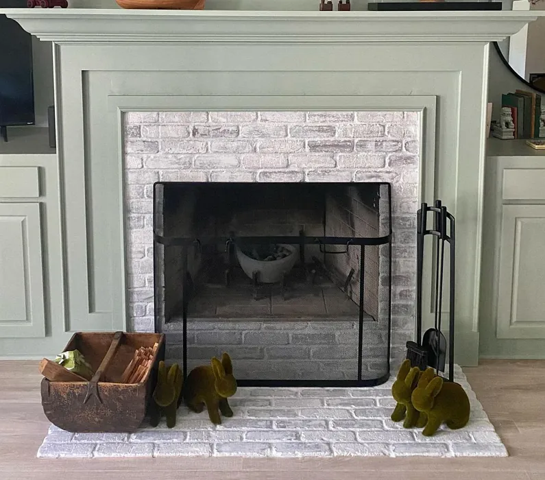 Sherwin williams cascade green fireplace