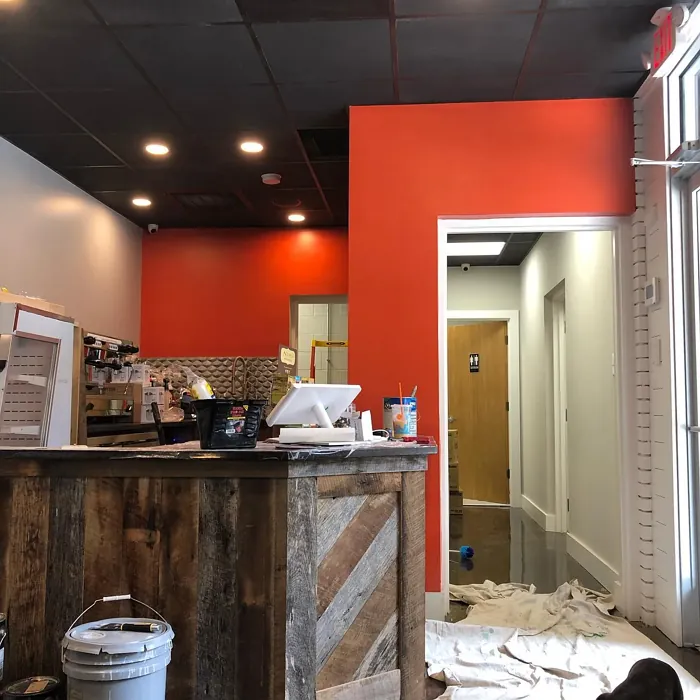 Sherwin Williams Cayenne accent wall 