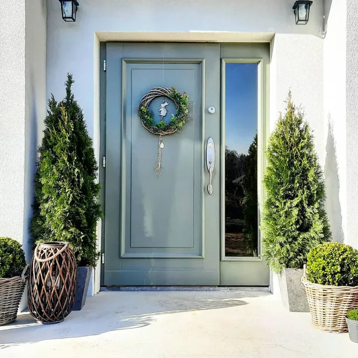 RAL Classic  Cement grey RAL 7033 front door on a sunny day