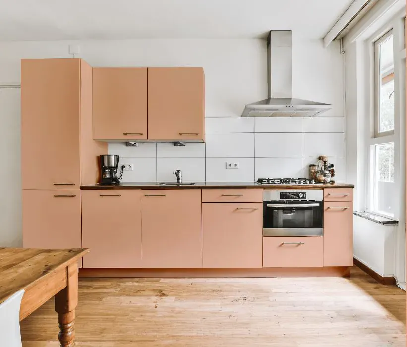 Sherwin Williams Certain Peach kitchen cabinets