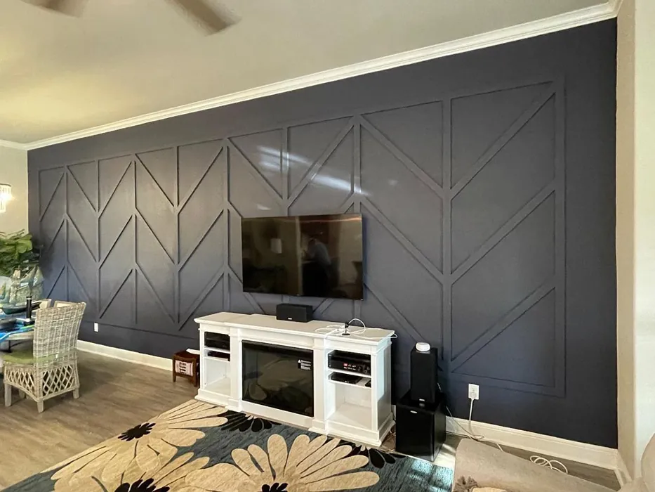 Sherwin williams charcoal blue accent wall panelling