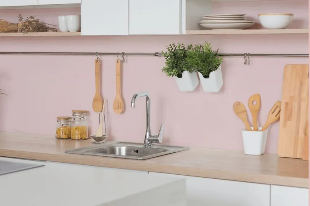 Sherwin Williams Charming Pink kitchen backsplash