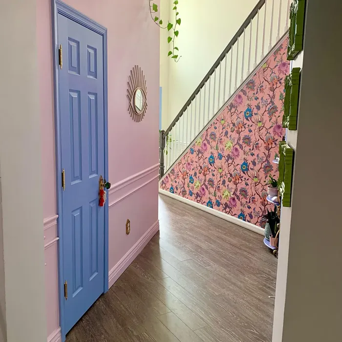 Sherwin Williams Charming Pink hallway interior