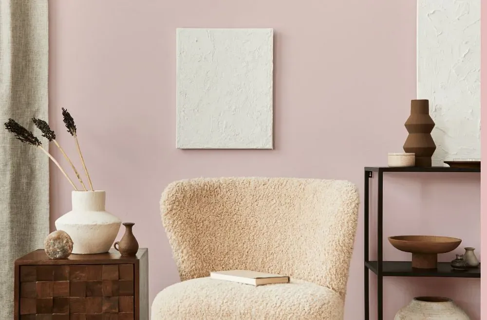 Sherwin Williams Charming Pink living room interior