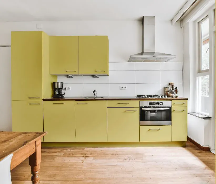 Sherwin Williams Chartreuse kitchen cabinets