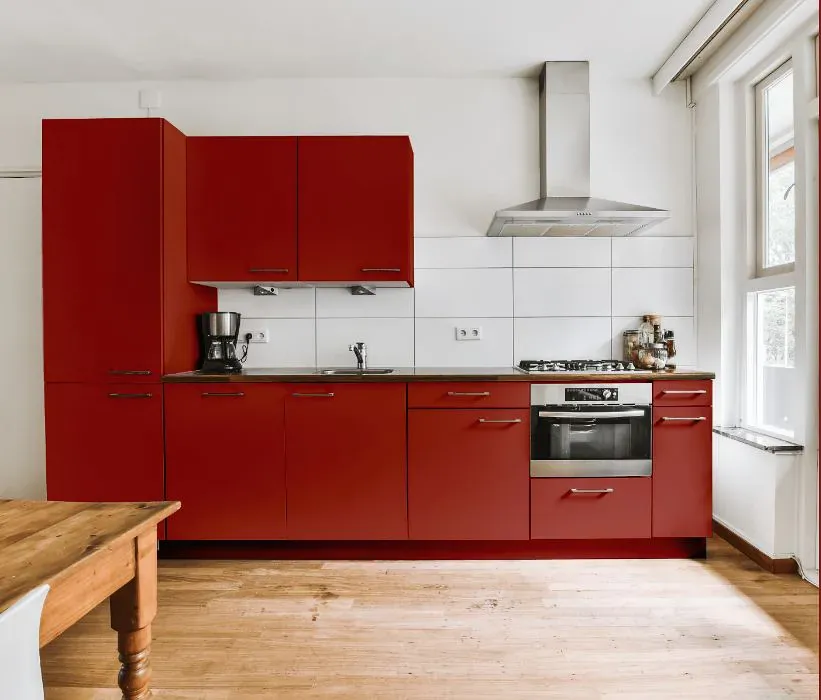 Sherwin Williams Chinese Red kitchen cabinets