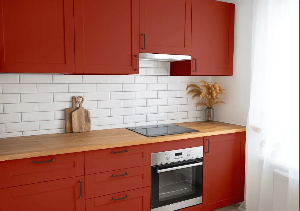 Sherwin Williams Chinese Red kitchen cabinets