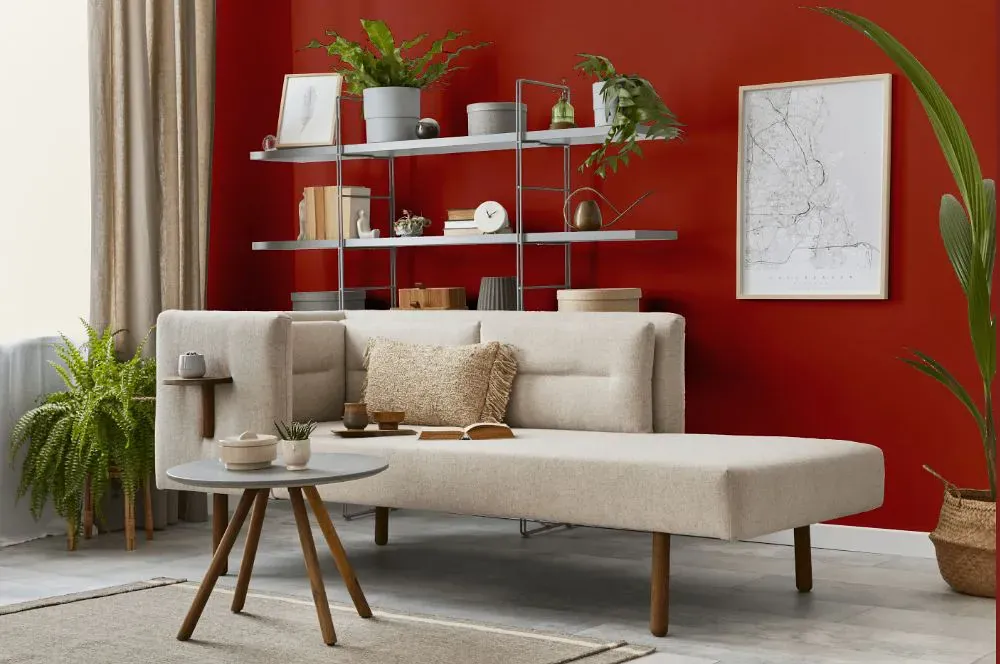 Sherwin Williams Chinese Red living room