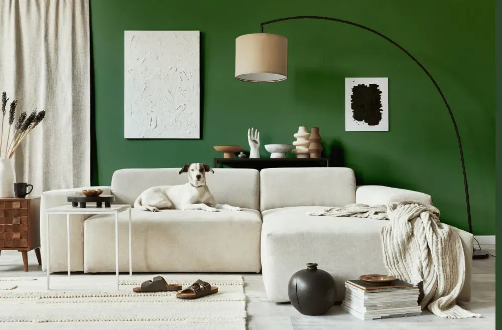 Sherwin Williams Cilantro cozy living room