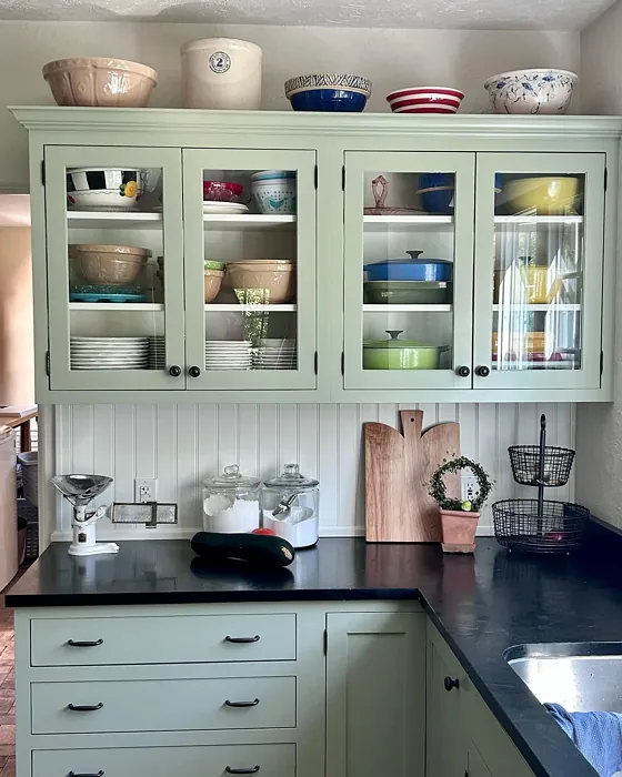 SW Clary Sage kitchen cabinets inspo